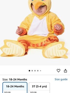 Costume baby chicken size 18 - 24 months